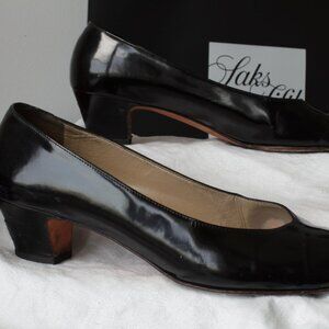 Salvatore Ferragamo Vintage Womens Narrow Fit 3cm Black Patent leather 9AA